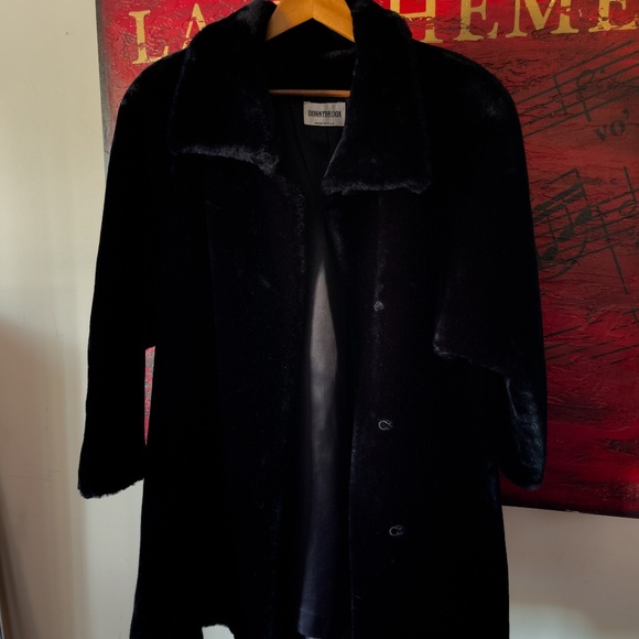 DONNYBROOK Jackets & Blazers - DONNYBROOK Black Faux Fur Plush Coat - Vintage